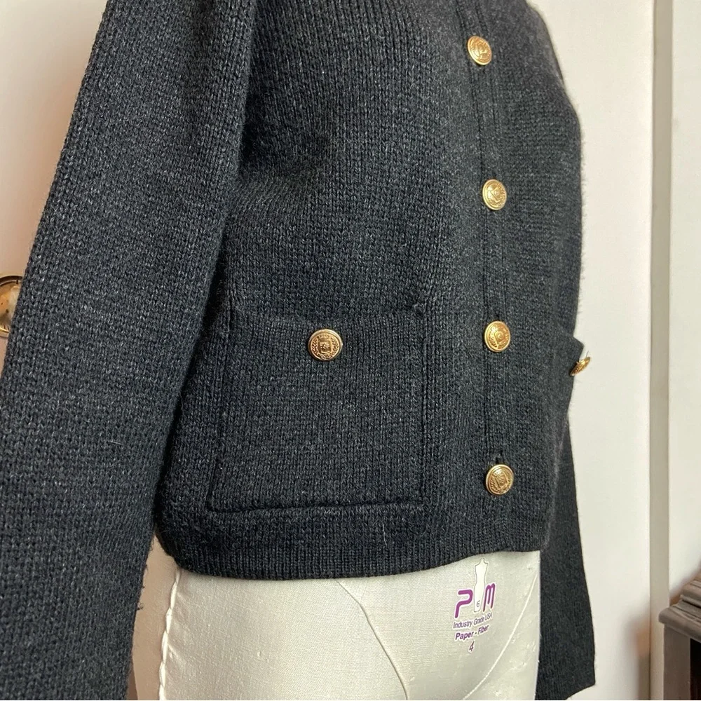 Zara Charcoal Grey Gold Button Cardigan
